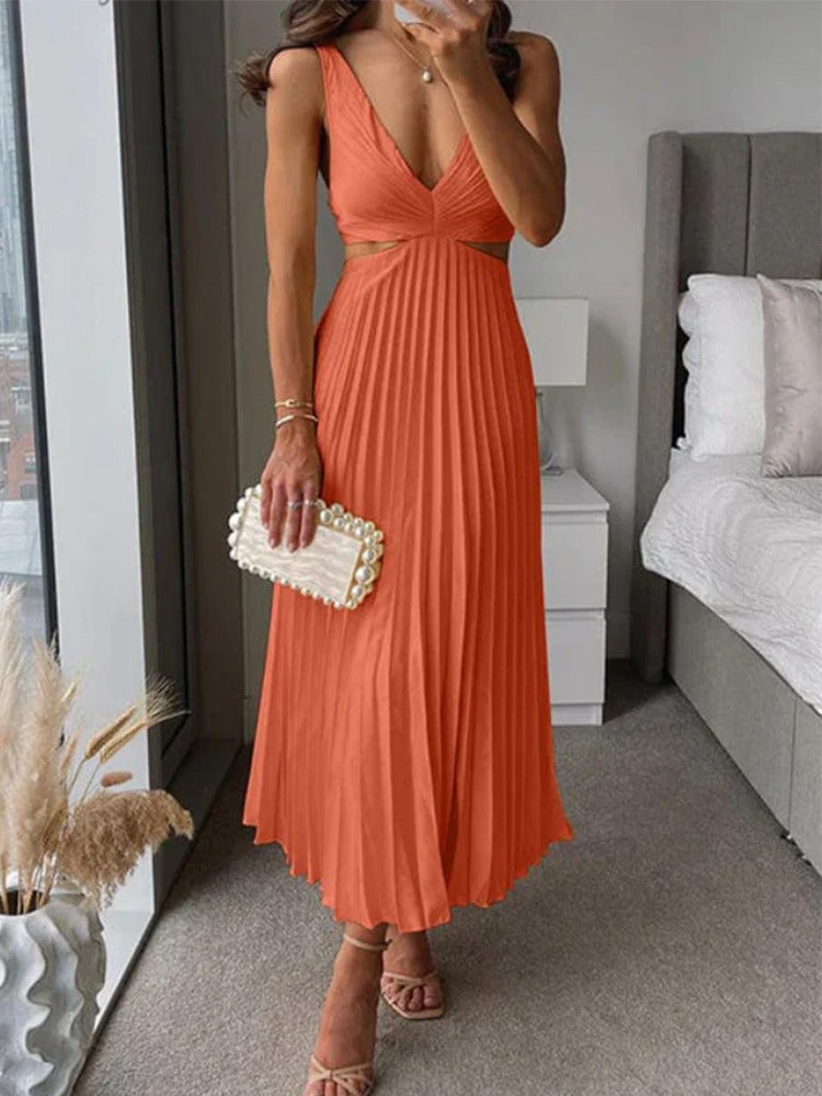 Julieta - Plissiertes Maxikleid mit Ausschnitt