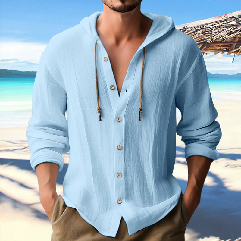 Luca – Herren Sommerhemd mit Kapuze und Knopfleiste