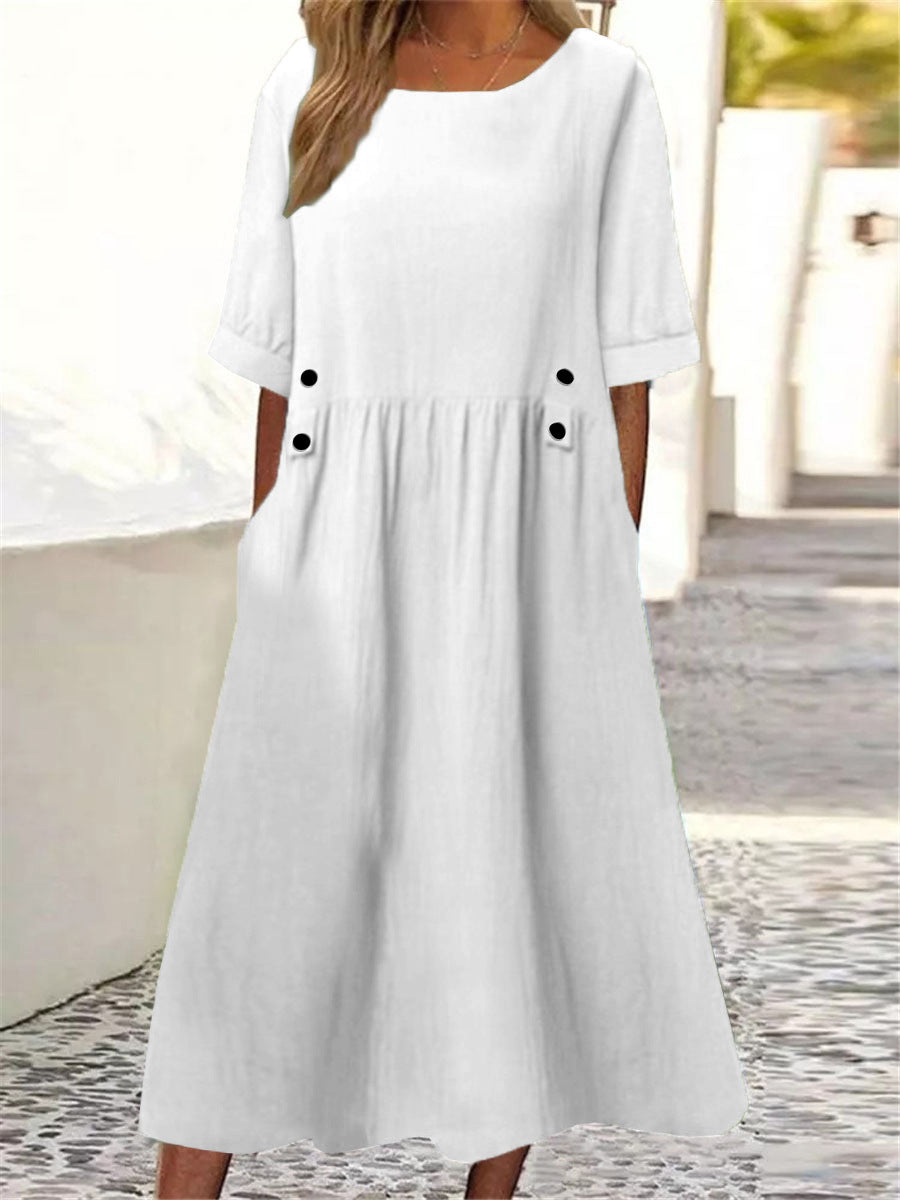 Clara - Midikleid mit Knöpfen in der Taille