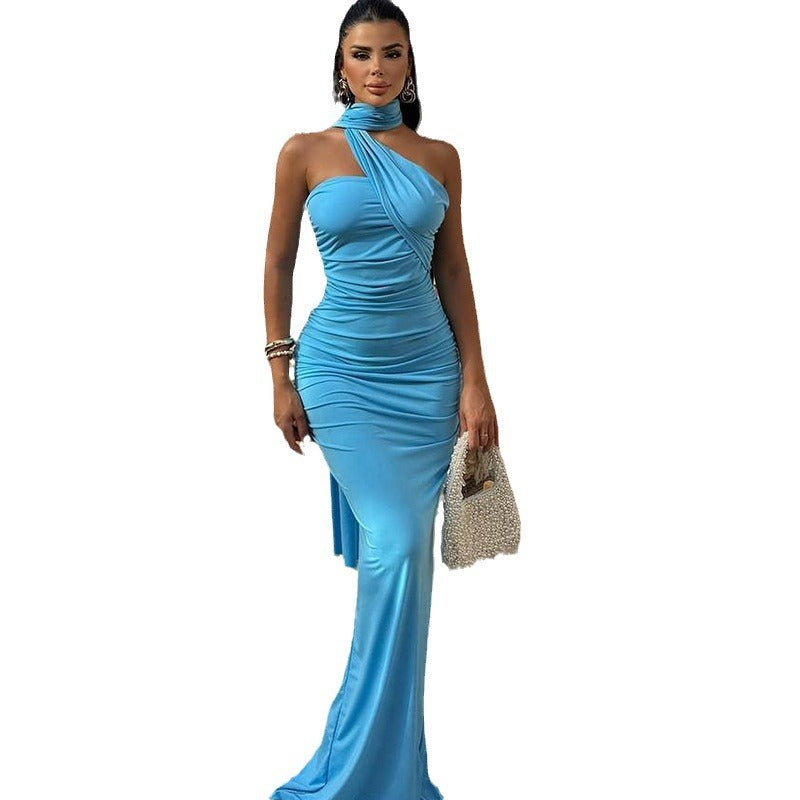 Diana - Drapiertes Maxikleid mit einer Schulterpartie