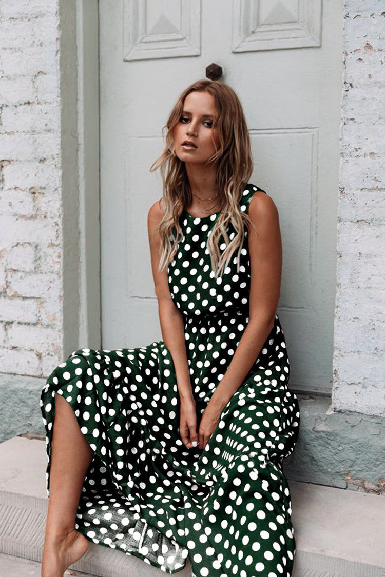 Luna - Ärmelloses Maxikleid mit Tupfen