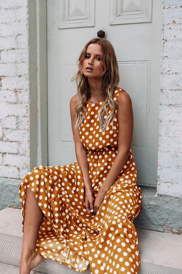 Luna - Ärmelloses Maxikleid mit Tupfen