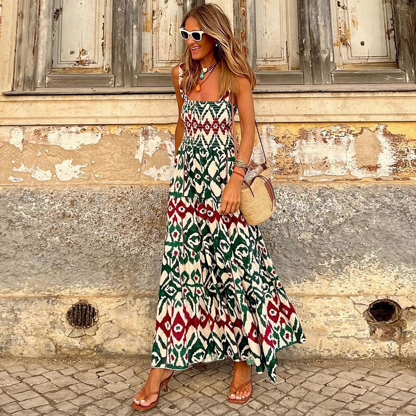 Sabrina - Boho Kleid mit Tribal-Print für frühlingshaften Stil