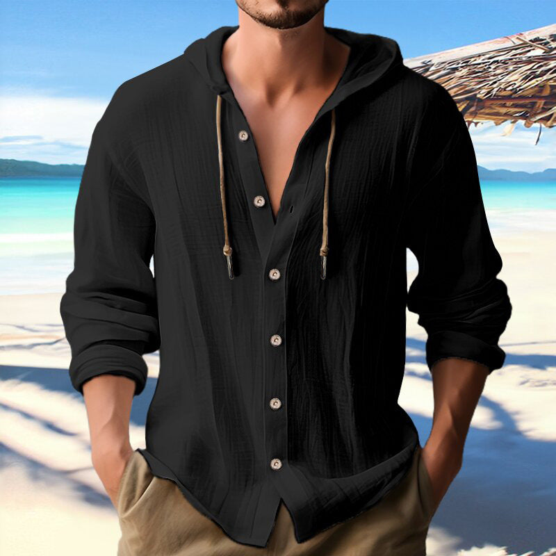 Luca – Herren Sommerhemd mit Kapuze und Knopfleiste