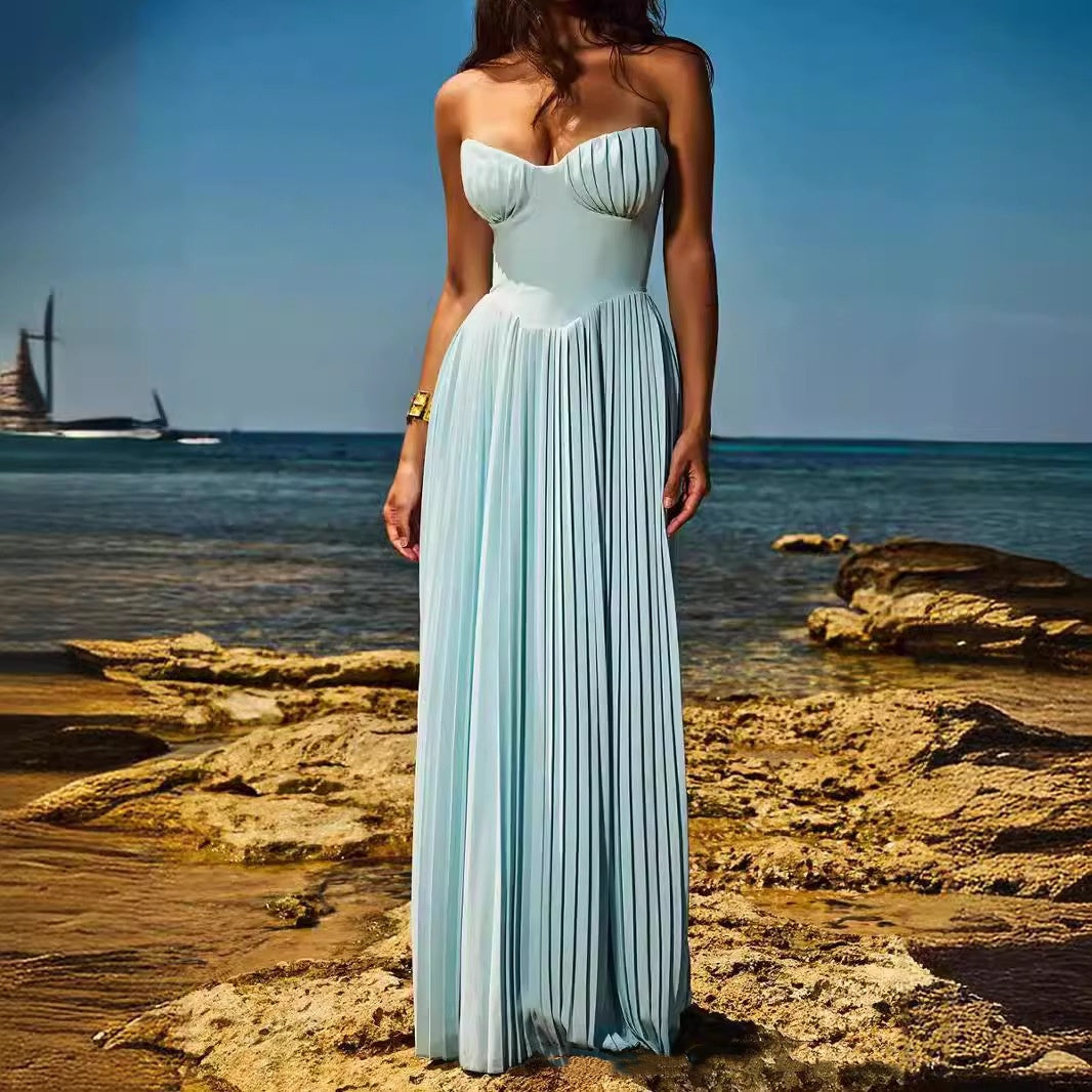 Camila - Plissiertes langes Kleid mit Korsett