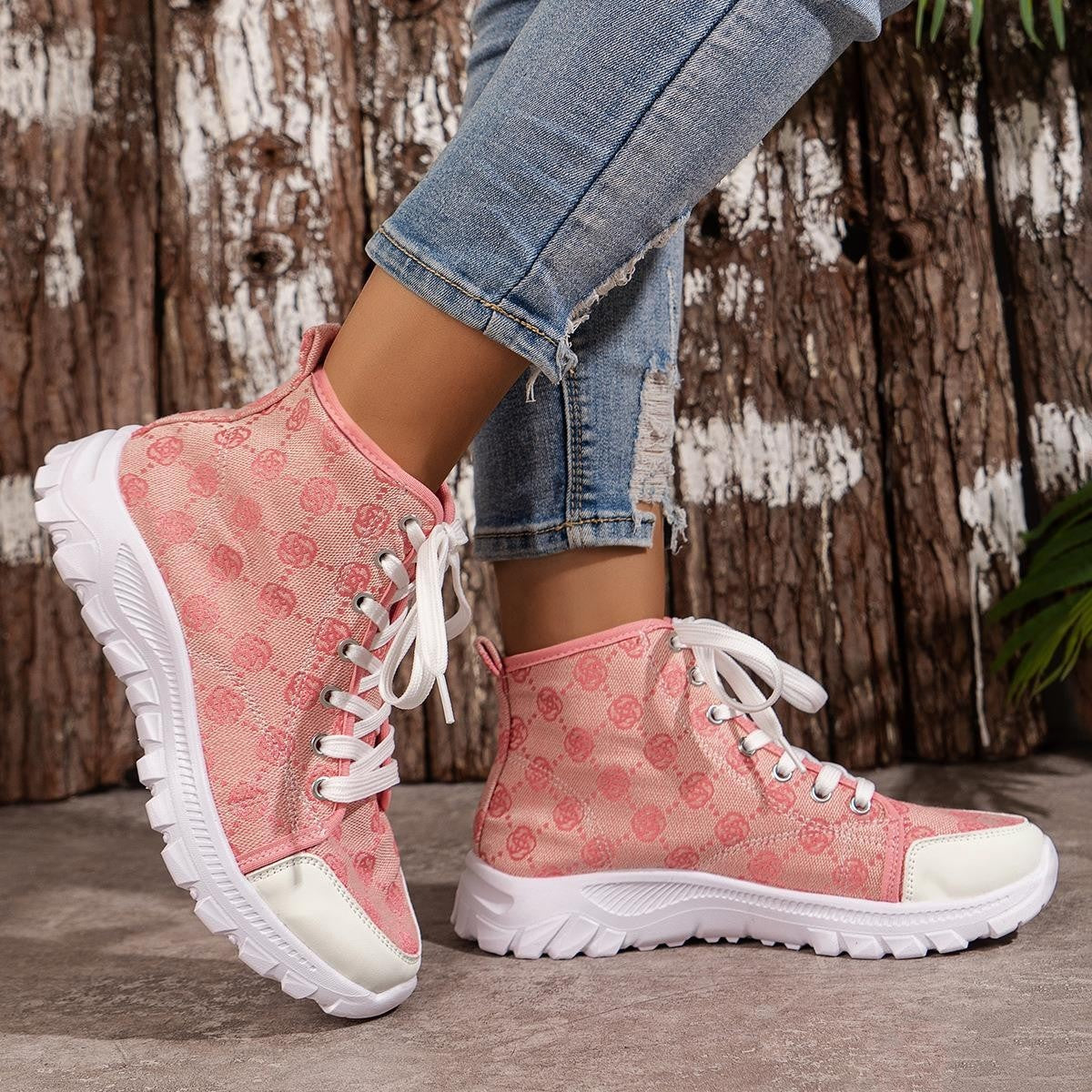 Emily - Hohe Turnschuhe mit Blumenmuster