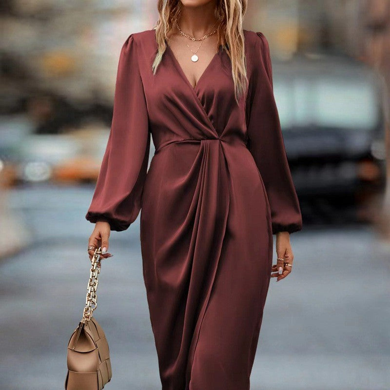 Ada | Unifarbenes Damenkleid mit Taillenregulierung