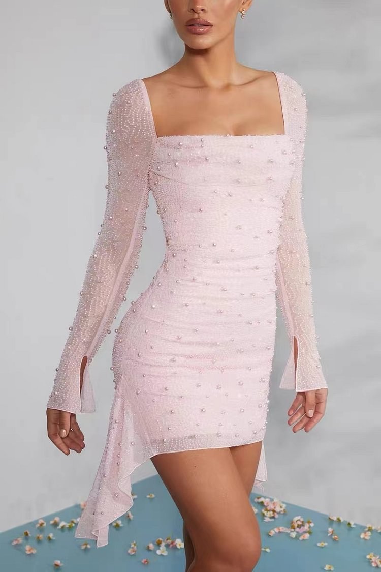 Aleah - Schwarzes Glitzernetz-Minikleid