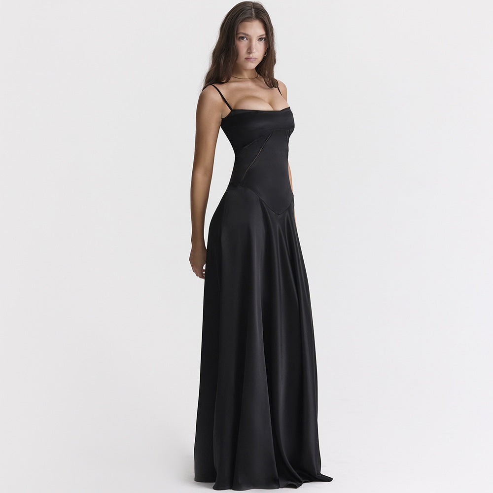 Selena - Maxikleid aus Satin mit schmalen Trägern