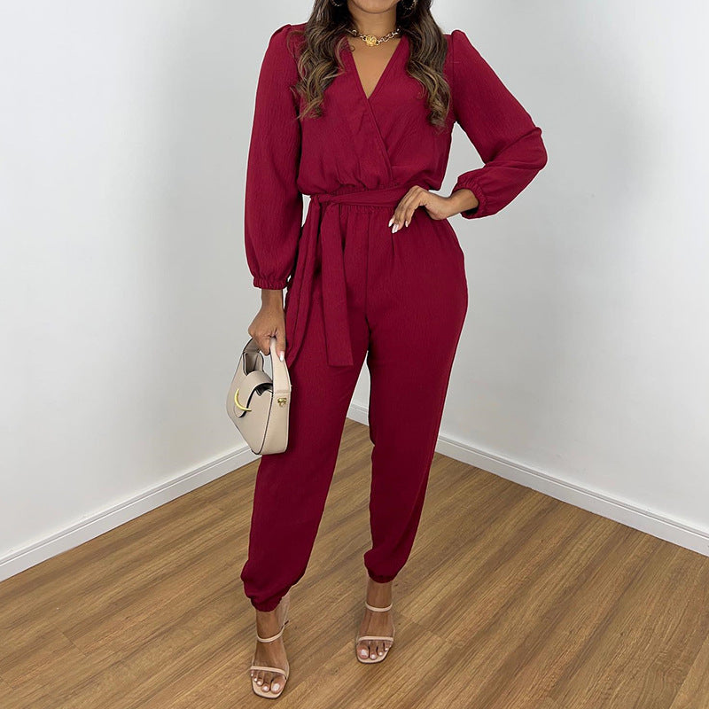 Adriana - Langärmeliger Crossover-Jumpsuit