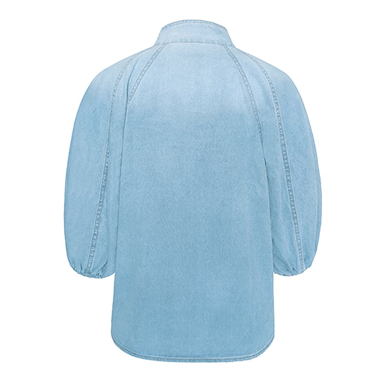 Natalia | Damen Rollkragenpullover aus Baumwolle mit Schnürung aus Denim
