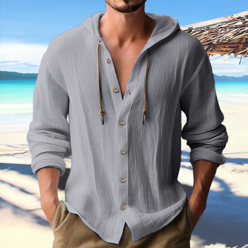 Luca – Herren Sommerhemd mit Kapuze und Knopfleiste
