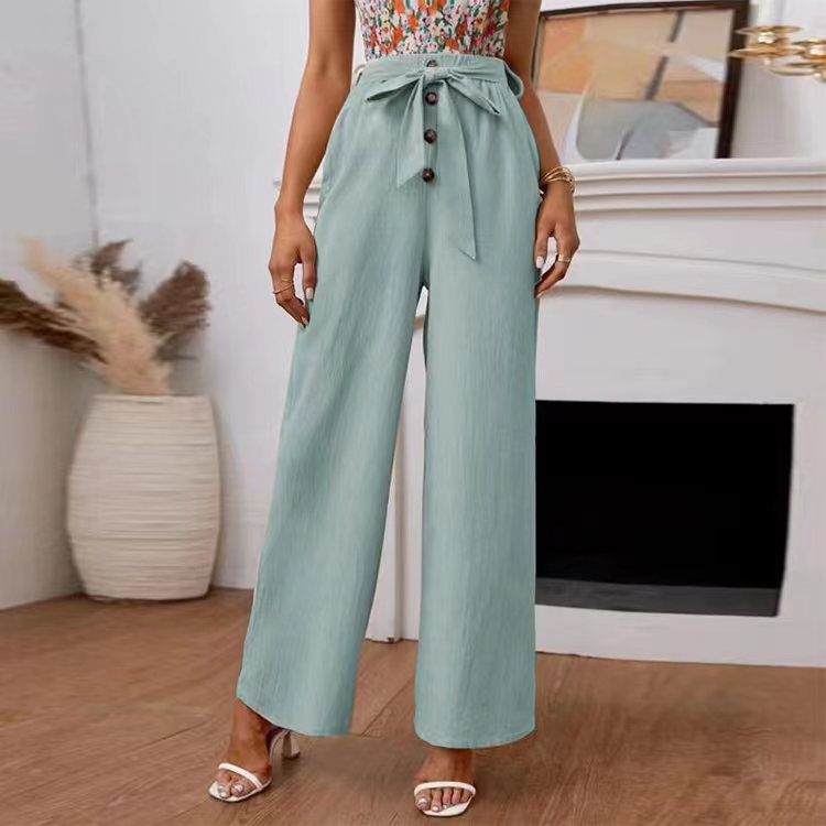 Martina - Fließende Hose mit hoher Taille und eleganter Schleife