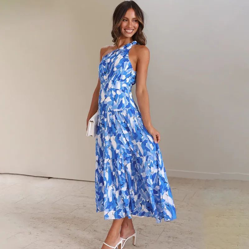 Marina - Maxikleid mit Blumenmuster und einer Schulter