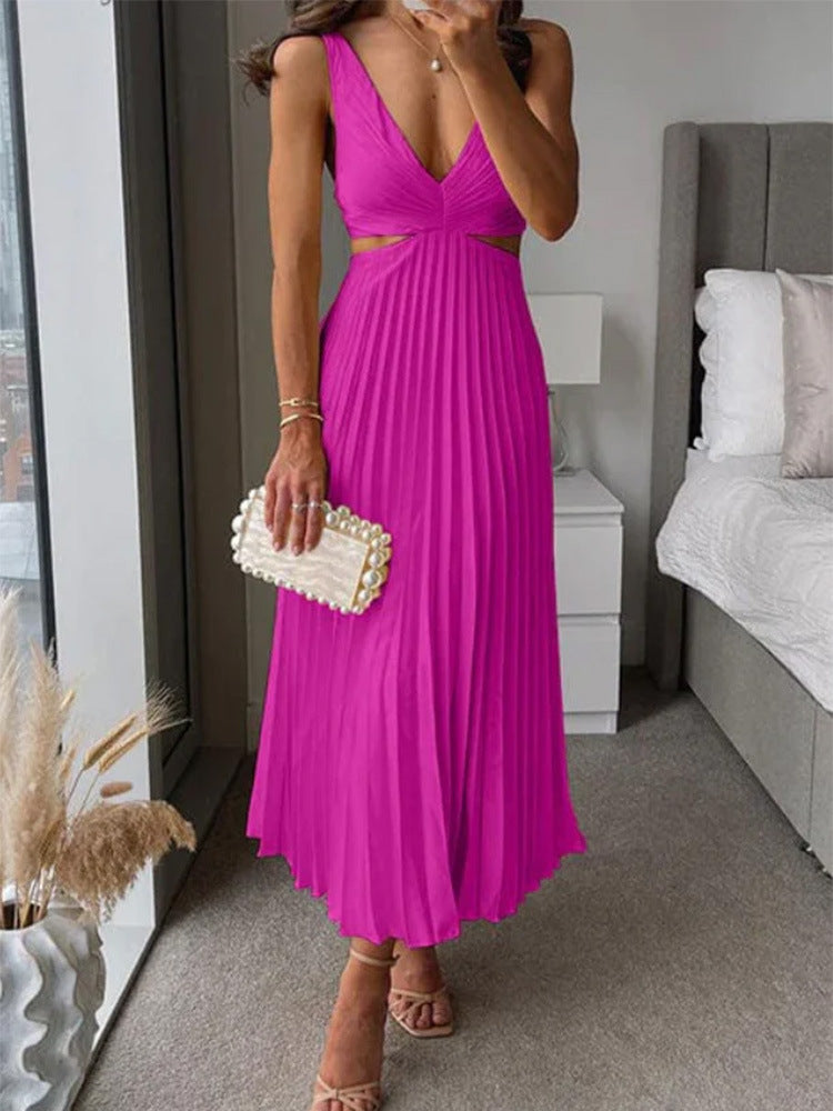 Julieta - Plissiertes Maxikleid mit Ausschnitt
