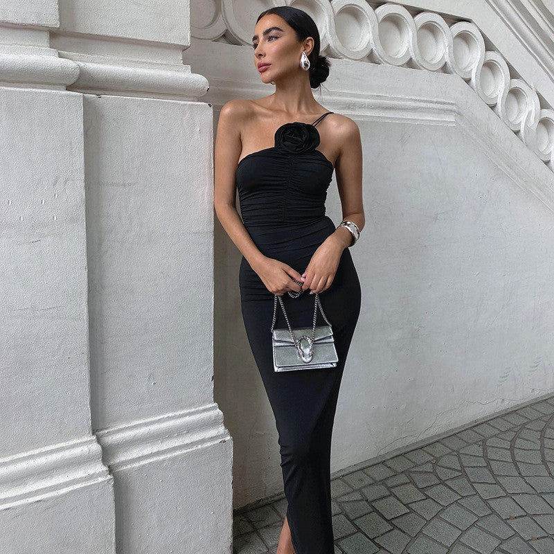 Valentina - Midikleid mit drapierter Blume und vielseitigem Styling
