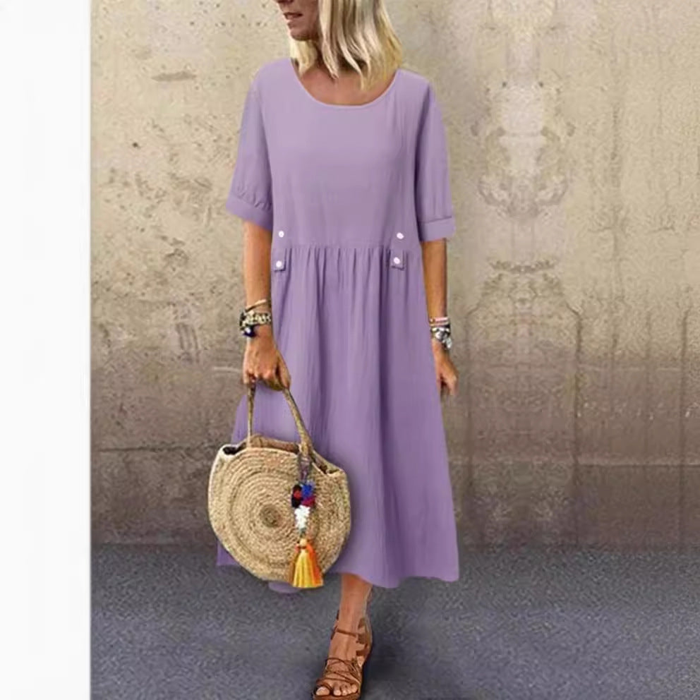 Clara - Midikleid mit Knöpfen in der Taille