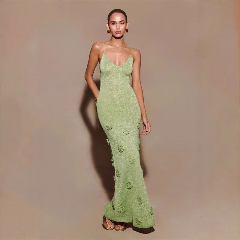 Renata - Langes Kleid mit floraler Textur