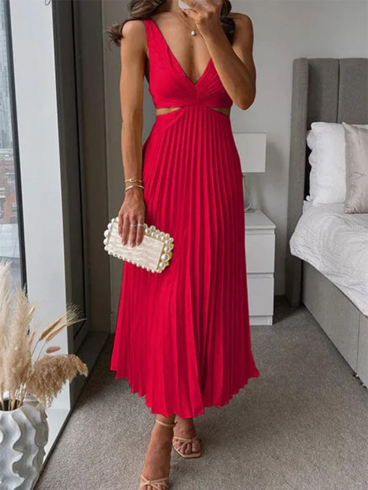 Julieta - Plissiertes Maxikleid mit Ausschnitt