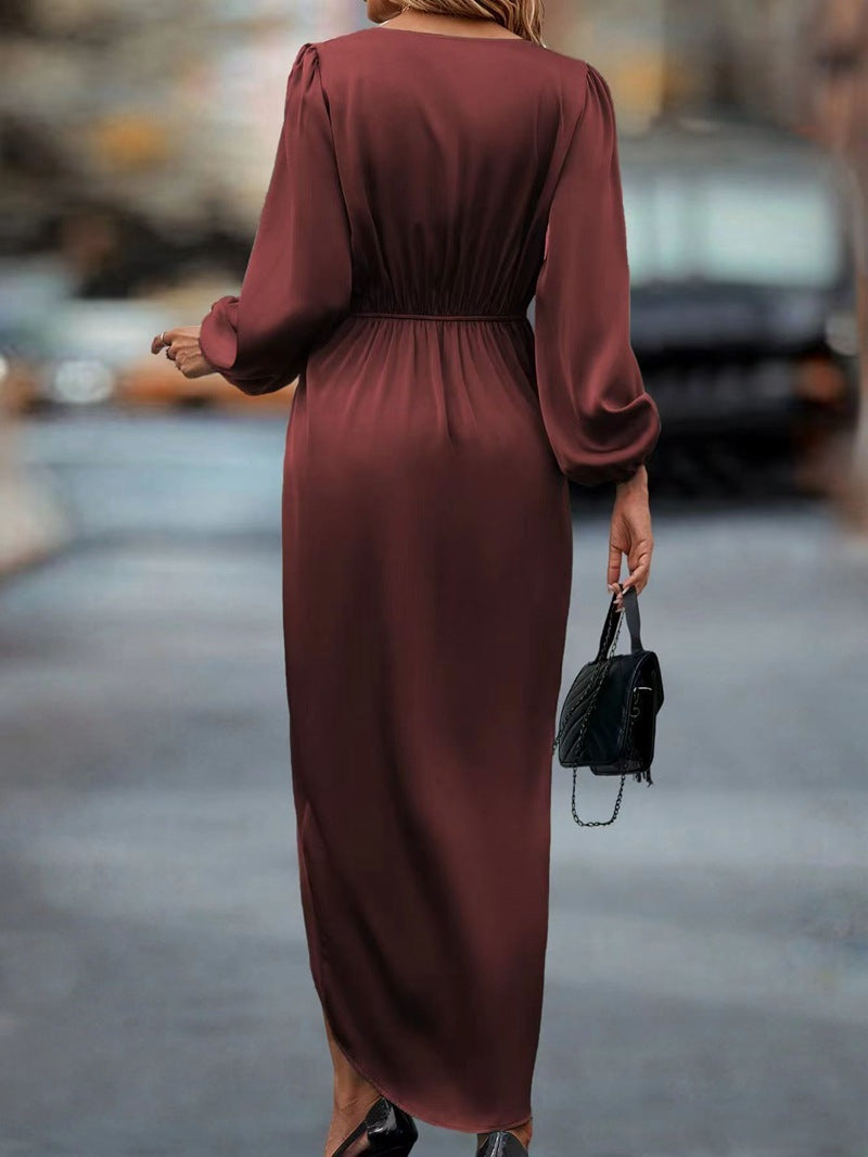 Ada | Unifarbenes Damenkleid mit Taillenregulierung