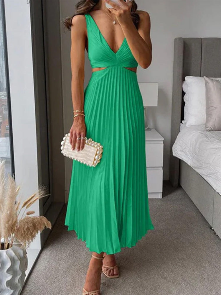 Julieta - Plissiertes Maxikleid mit Ausschnitt