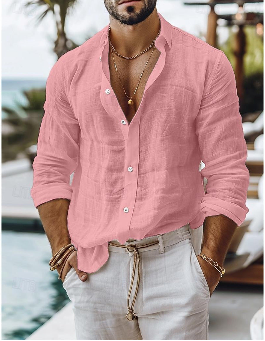 Mateo - Graues Leinenhemd mit modernem Styling