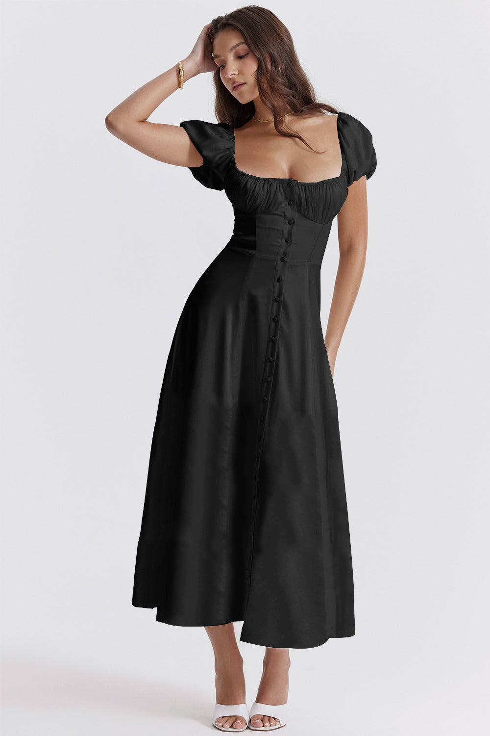 Beatriz - Midikleid mit Korsett und Knöpfen
