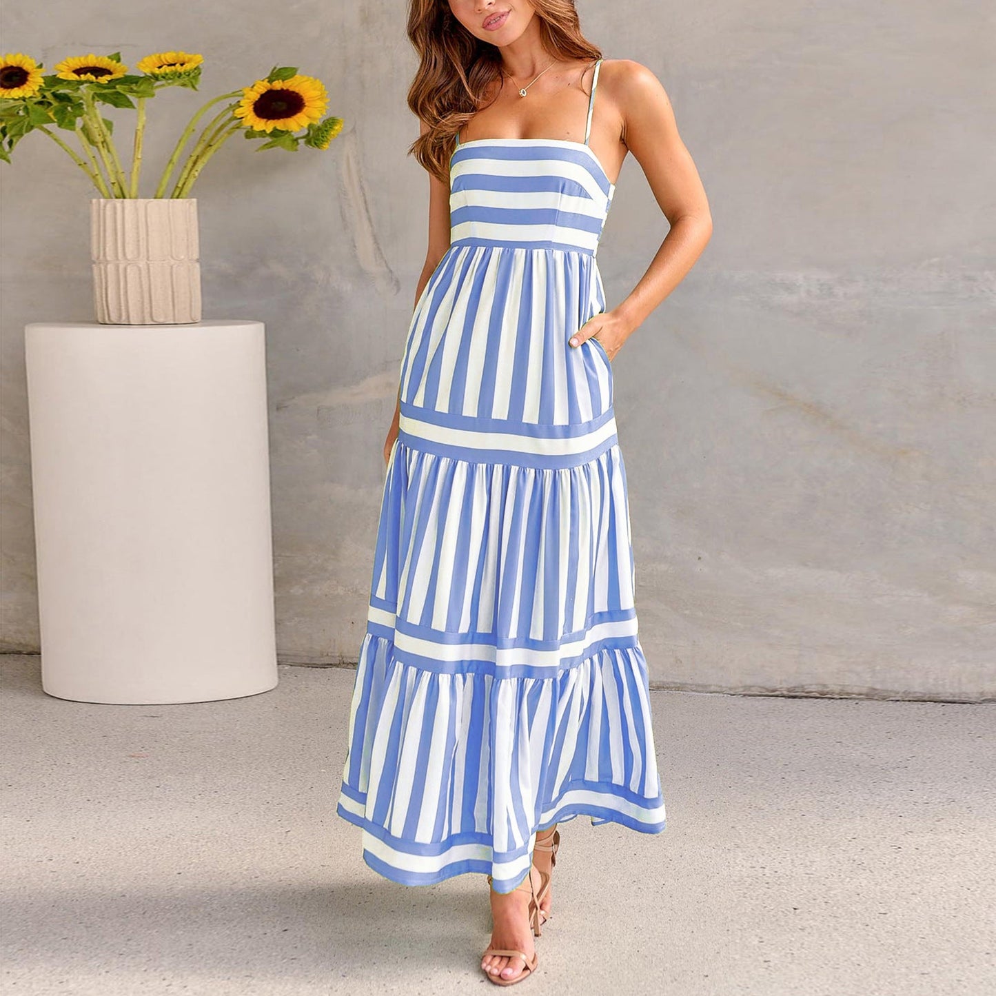 Sabrina - Maxikleid mit frischem Streifenmuster und eleganter Passform