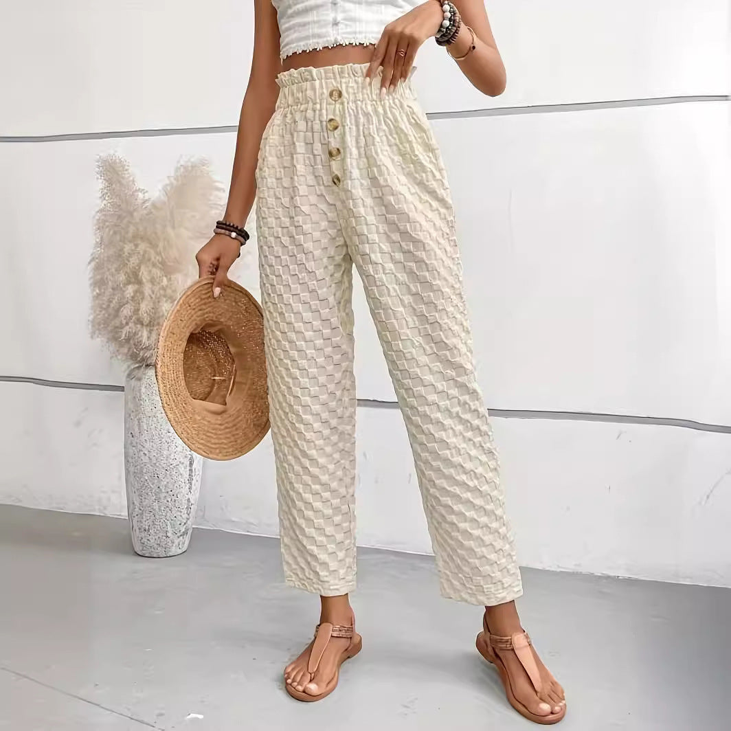 Nina - Hose mit hoher Taille, Textur und Stil