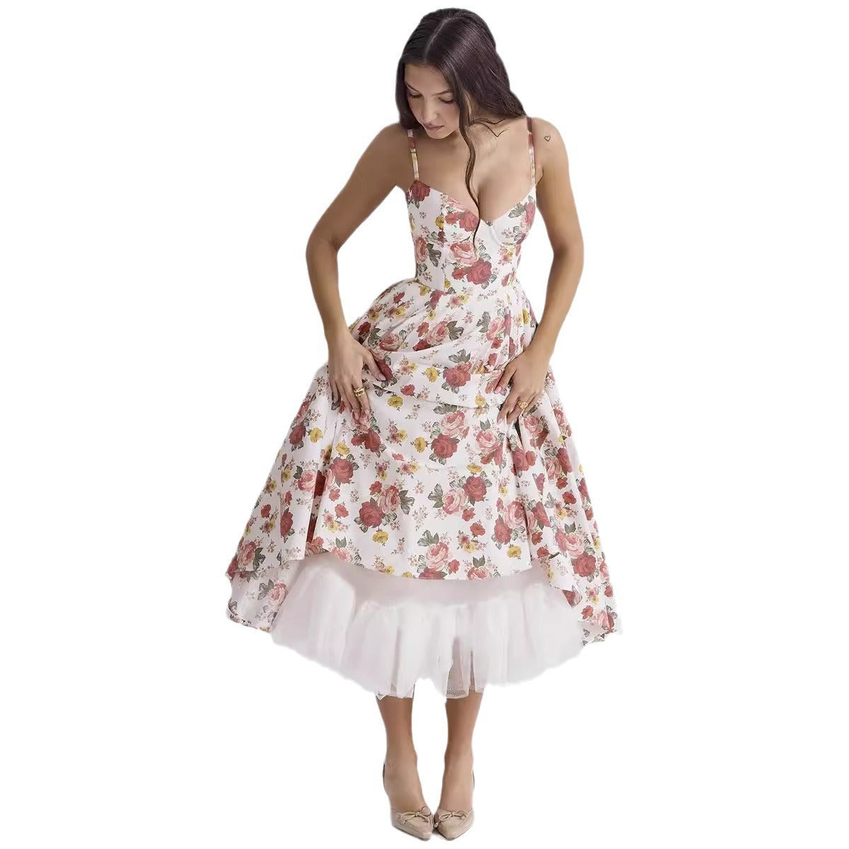 Isabelle - Fließendes französisches Netzkleid