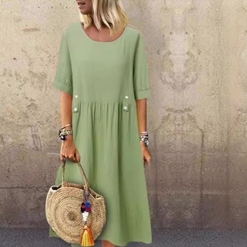 Clara - Midikleid mit Knöpfen in der Taille