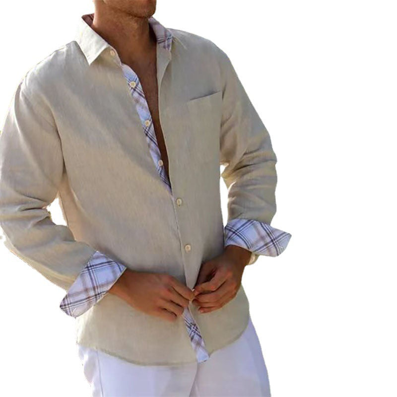 Leo – Herren Sommerhemd mit Kontrastdetails und Leinenanteil