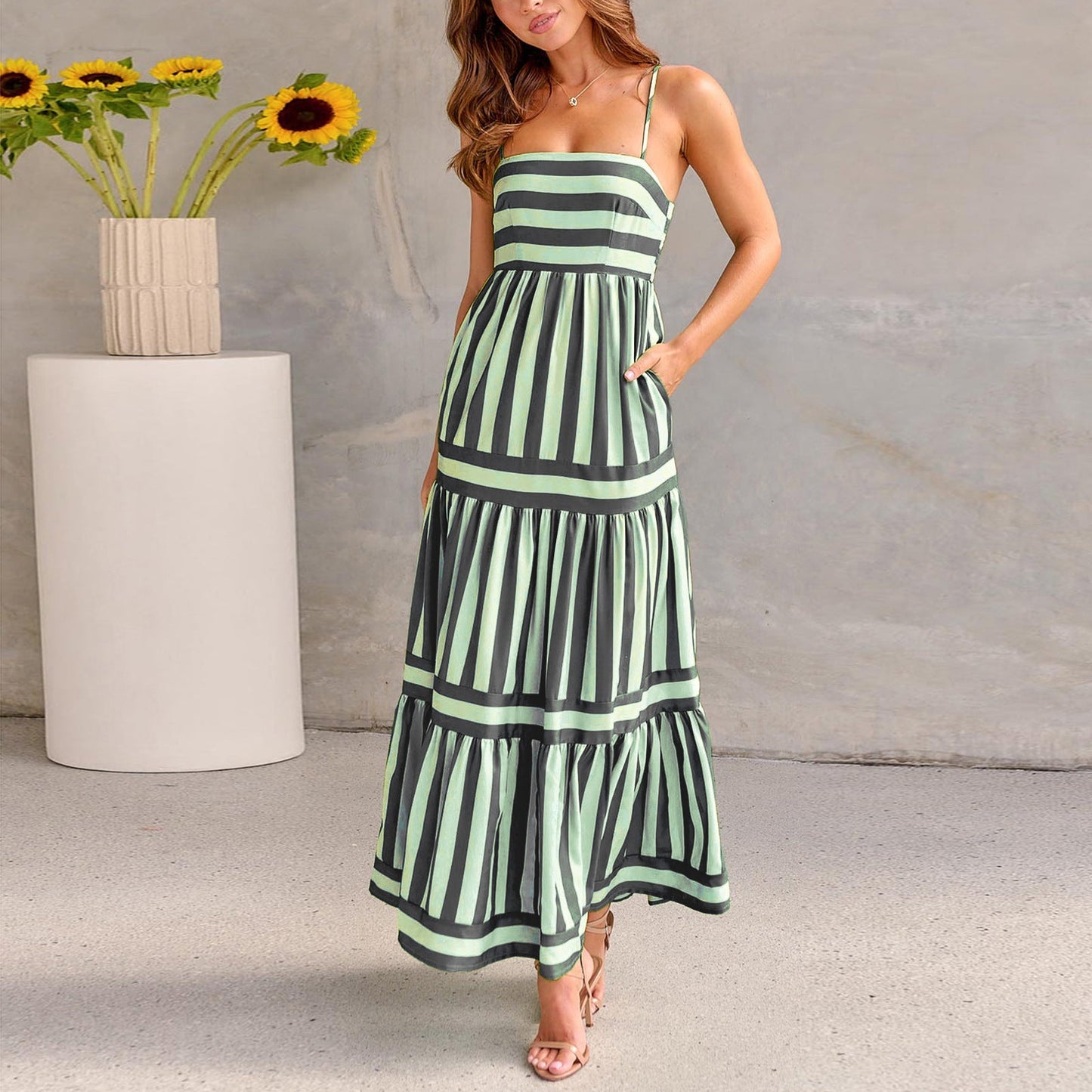 Sabrina - Maxikleid mit frischem Streifenmuster und eleganter Passform