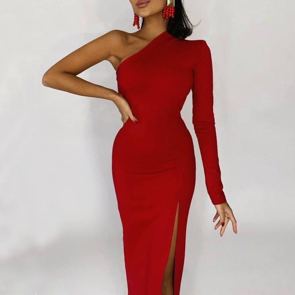 Isabela - Asymmetrisches langärmeliges Kleid