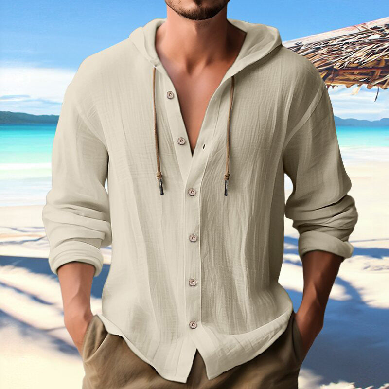Luca – Herren Sommerhemd mit Kapuze und Knopfleiste