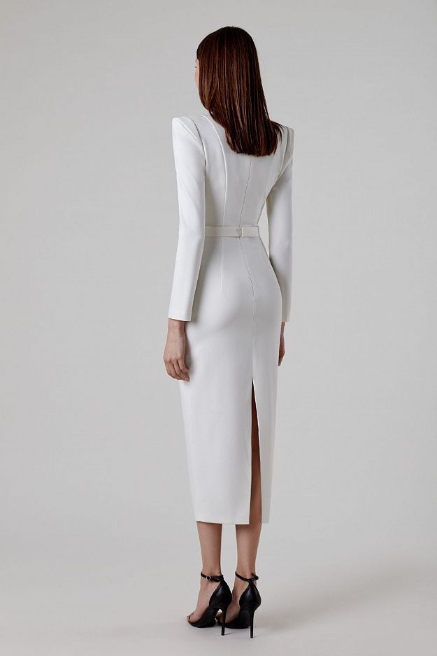 Celeste - Strukturiertes Midikleid mit langen Ärmeln
