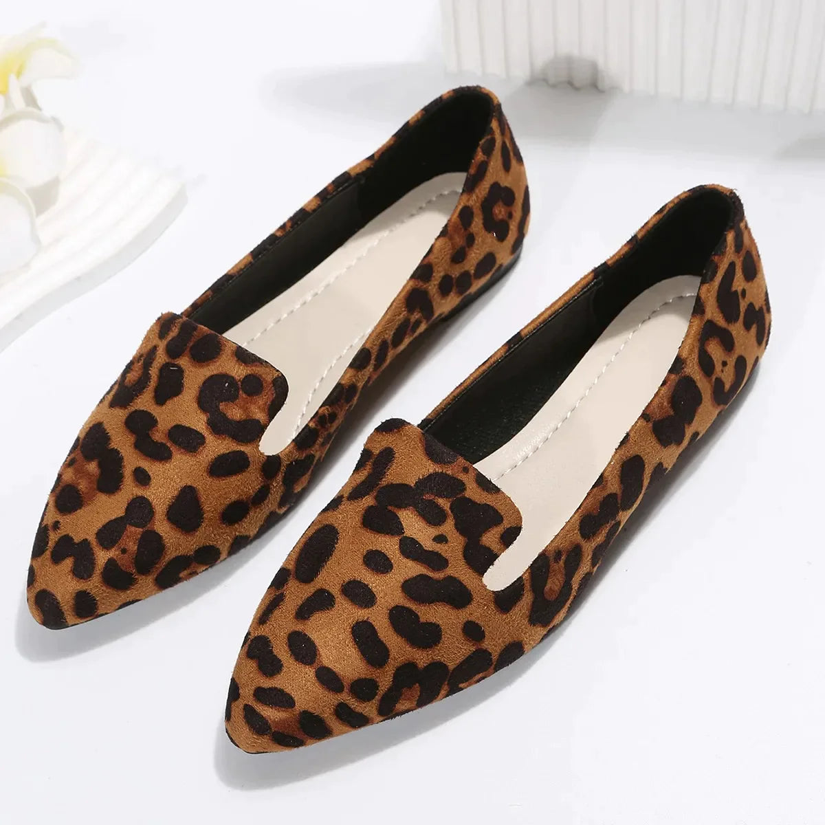 Stuttgart | Orthopädische Leopard Spitze Zehen Loafers