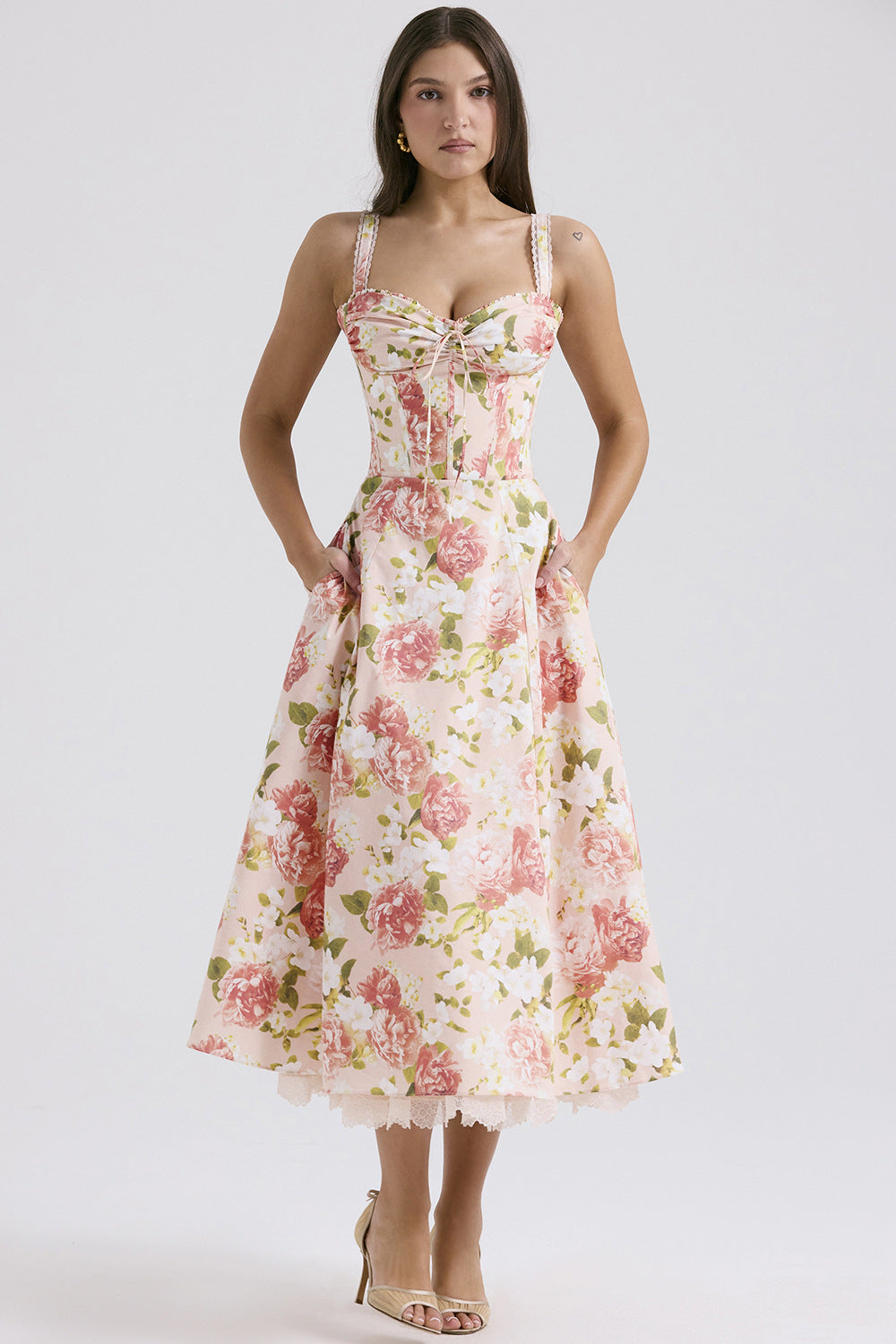 Camila - Geblümtes Midikleid mit Korsett