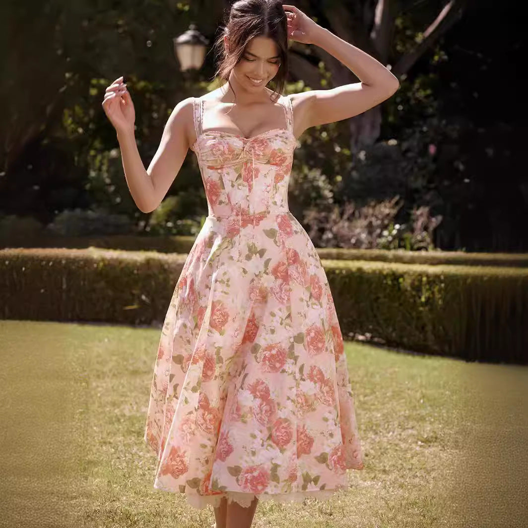 Camila - Geblümtes Midikleid mit Korsett