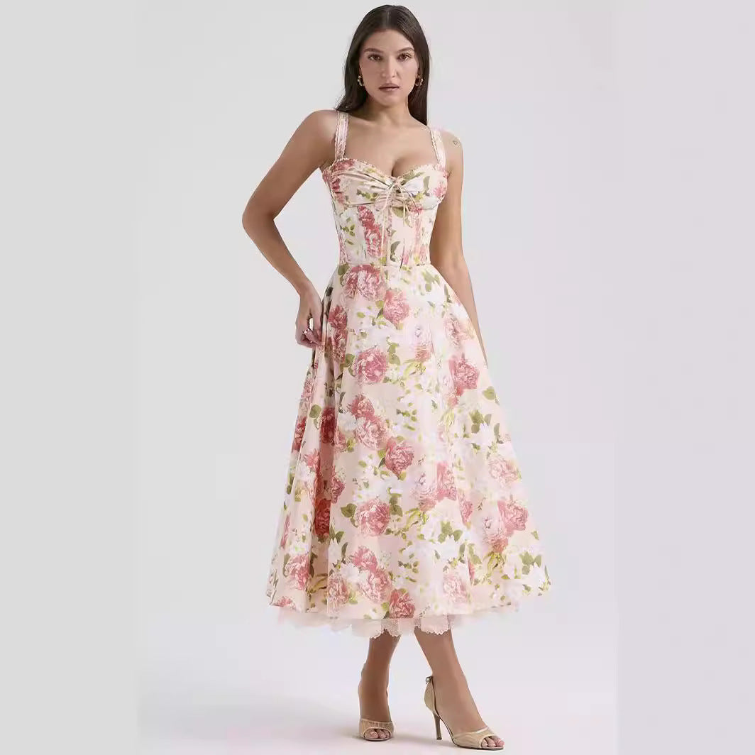 Camila - Geblümtes Midikleid mit Korsett