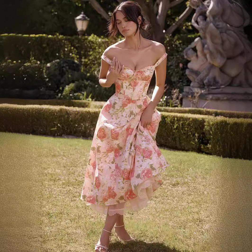 Camila - Geblümtes Midikleid mit Korsett