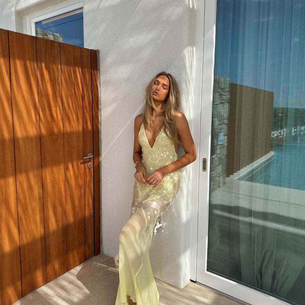 Emilia - Langes Kleid mit Pailletten