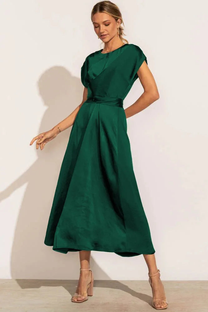 Daniela - Midikleid aus Satin mit Knoten