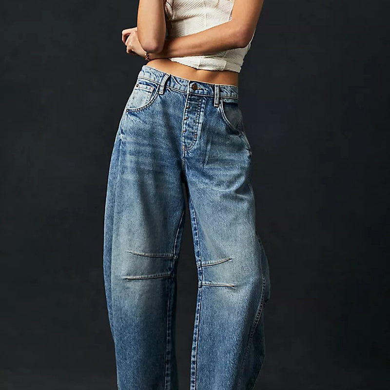 Nova - Jeans mit weitem Bein und Patchwork-Muster