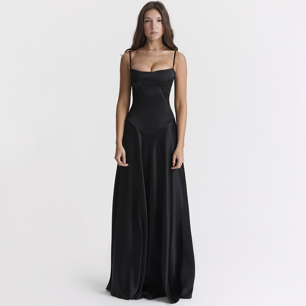 Selena - Maxikleid aus Satin mit schmalen Trägern