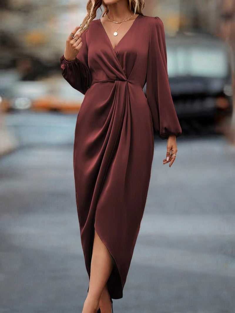 Ada | Unifarbenes Damenkleid mit Taillenregulierung