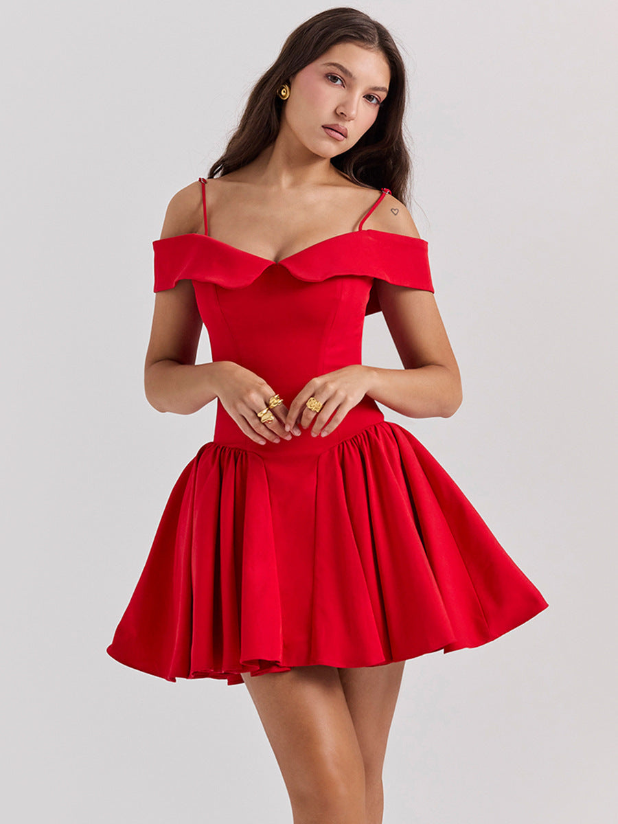 Celeste - Kurzes Kleid mit Bardot-Ausschnitt