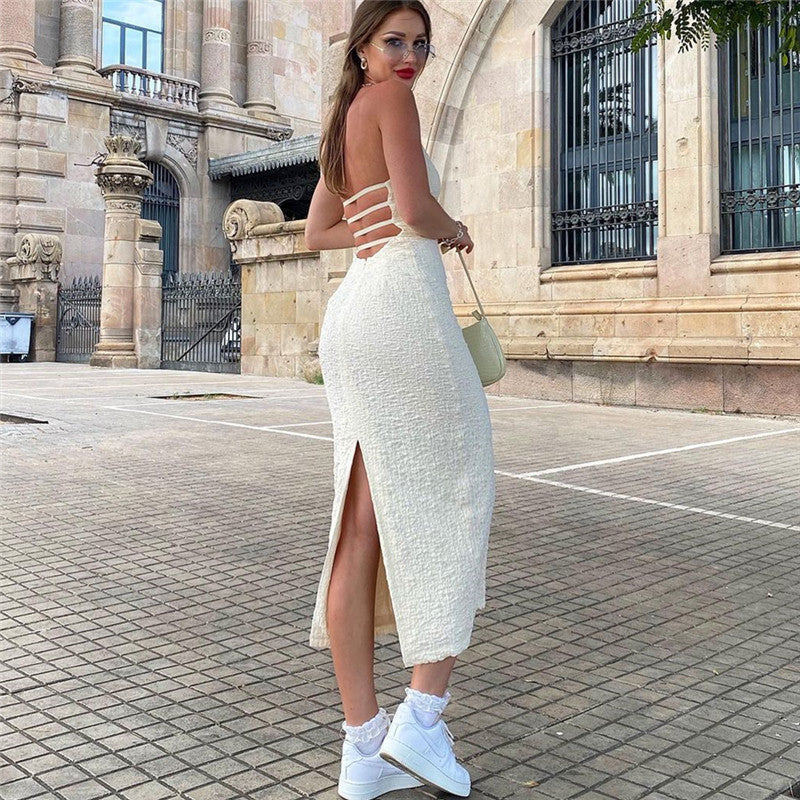 Camila - Midi-Trägerkleid mit eleganter Textur