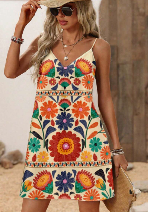 Marisol - Kurzes Kleid mit Trägern und Blumendruck
