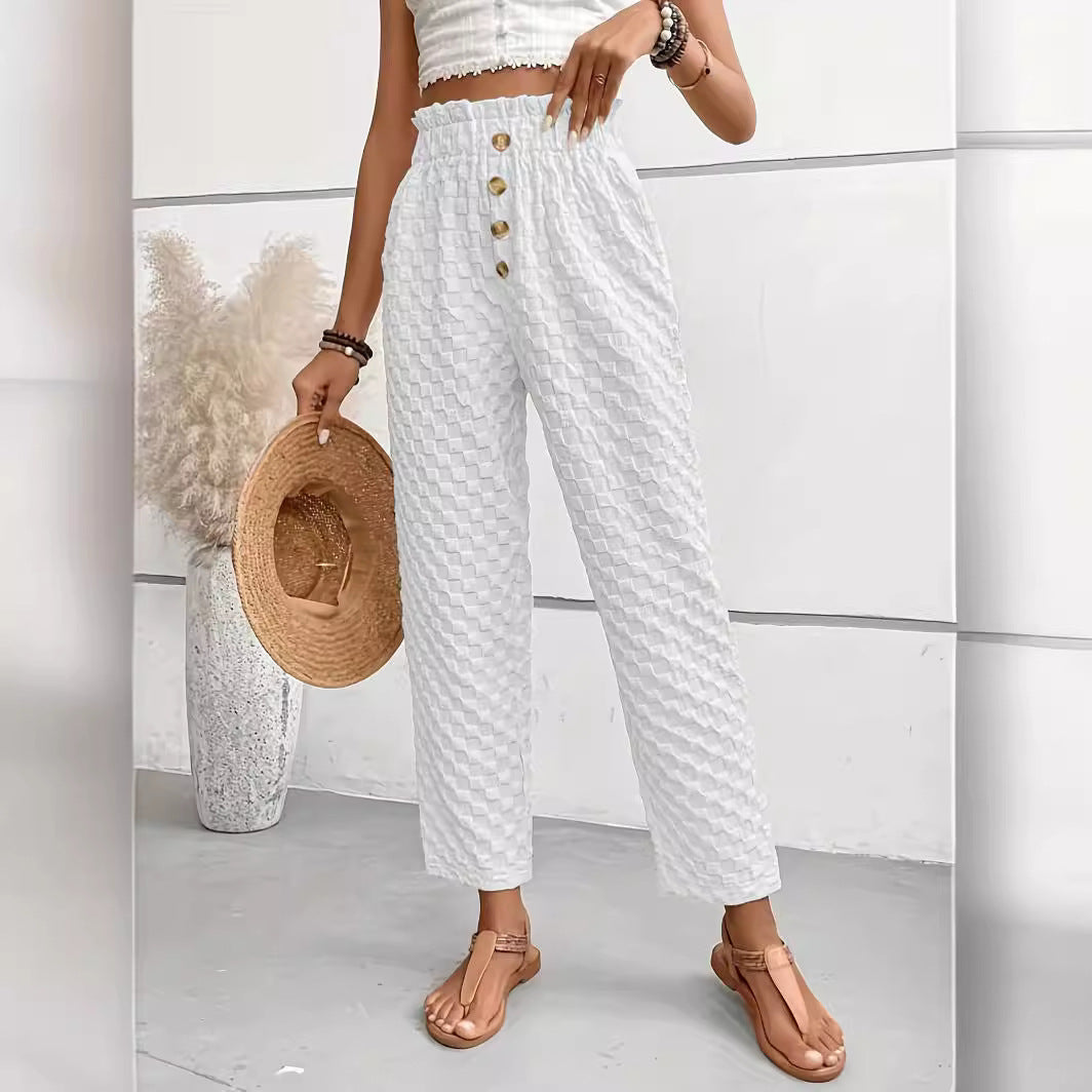 Nina - Hose mit hoher Taille, Textur und Stil